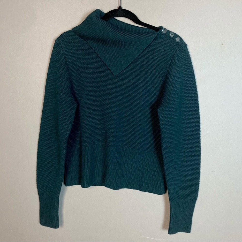 Jonathan Simkhai Adrienne‎ sweater turtleneck teal textured puff small